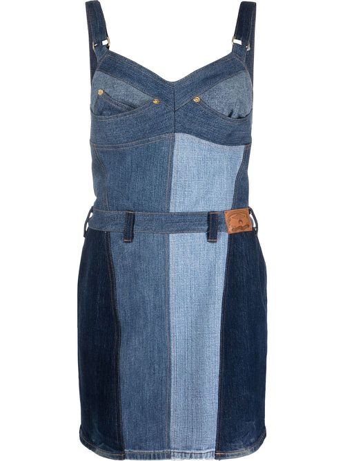 Regenerated denim minidress - Blue
