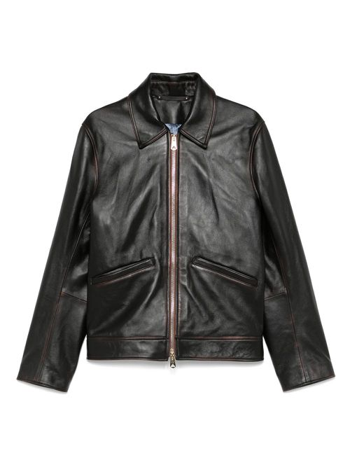 Leather zip-up jacket - Black