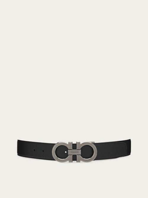Men Reversible and adjustable Gancini belt Black