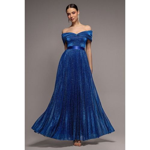 Bardot Pleated Skirt Maxi Dress - Royalblue by Goddiva
