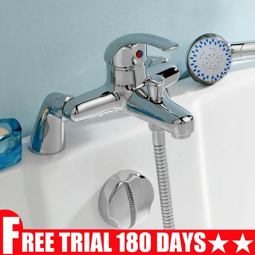 TEMU Luxury Shower Mixer Taps For Bathroom, Modern Chrome Sink Bath Taps Bath Mixer Taps Hand Held With Shower, Chrome Solid Brass Bath Shower Mixer