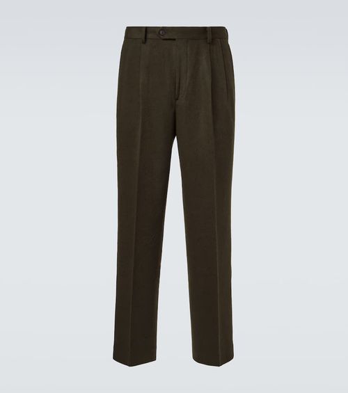 Camel hair flannel straight pants