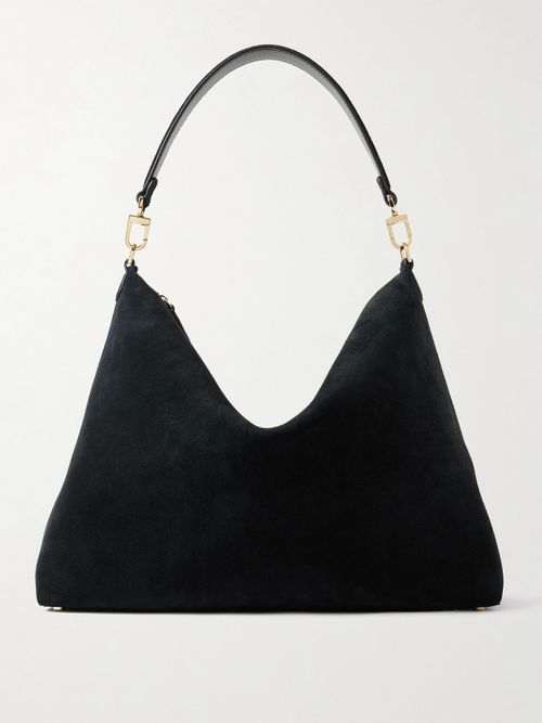 Bevel Medium Suede Tote - Black