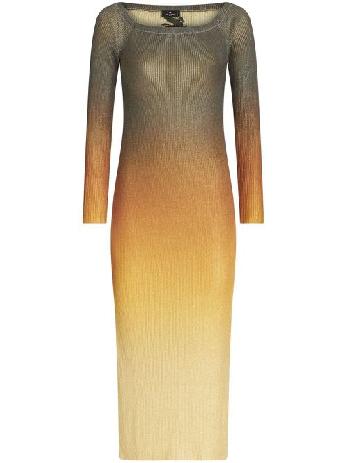 Gradient-effect ribbed-knit dress - Yellow