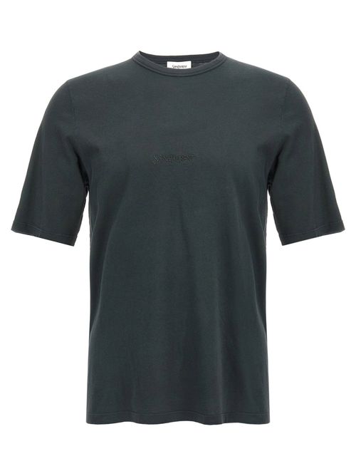 Logo-Embroidered Cotton T-shirt — black