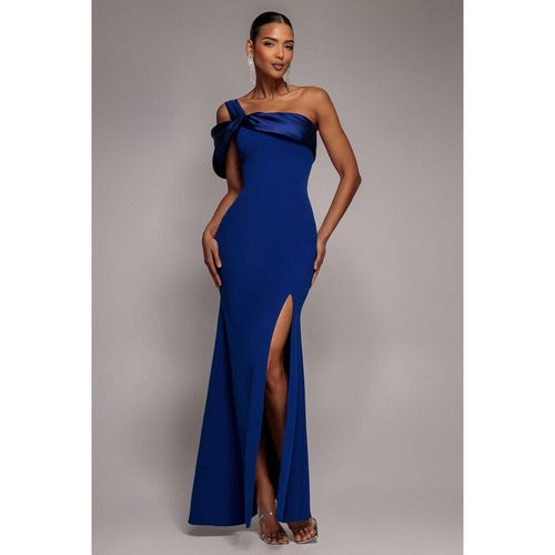Goddiva Satin Twist One Shoulder Maxi Dress - Royal Blue