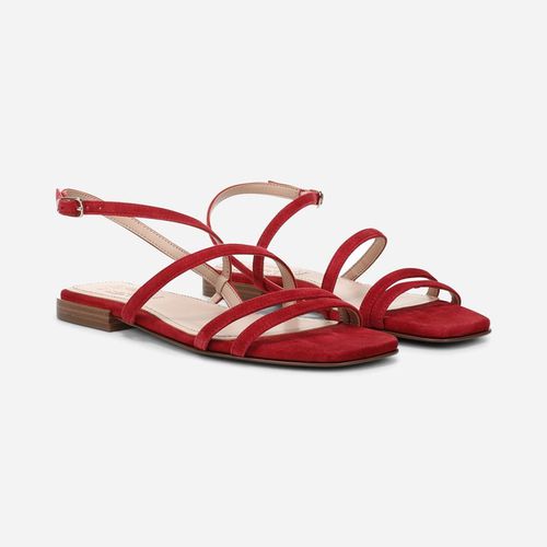 Nillie Slingback Flat Sandals, Red Suede