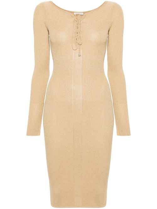 Lurex-detail ribbed midi dress - Gold