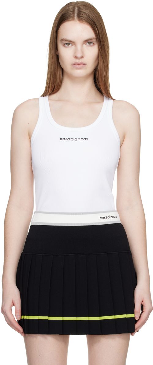 White Ribbed Tank Top