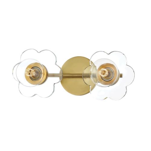 Mitzi Alexa 2-Light 14" Bathroom Vanity Light in Aged Bra