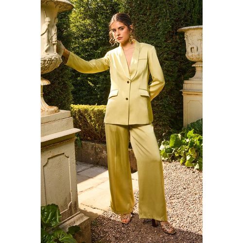 Oasis Women's Satin Wide Leg Tailored Trouser in Olive
