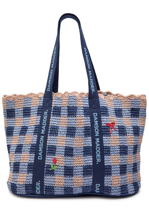 Checked Raffia Tote bag