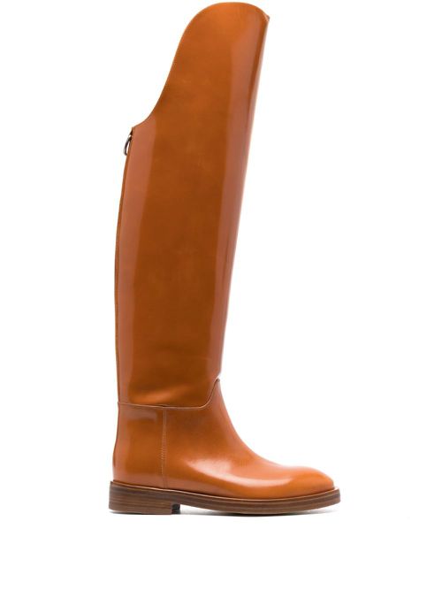 Zipped knee-length boots - Brown