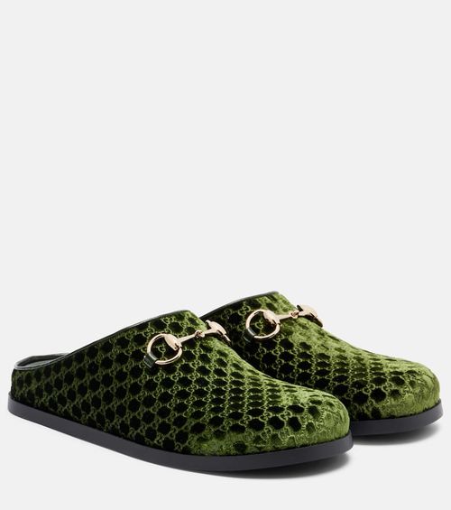 Horsebit GG velvet mules