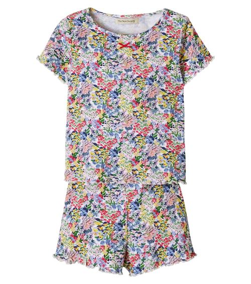 Floral cotton T-shirt and shorts set