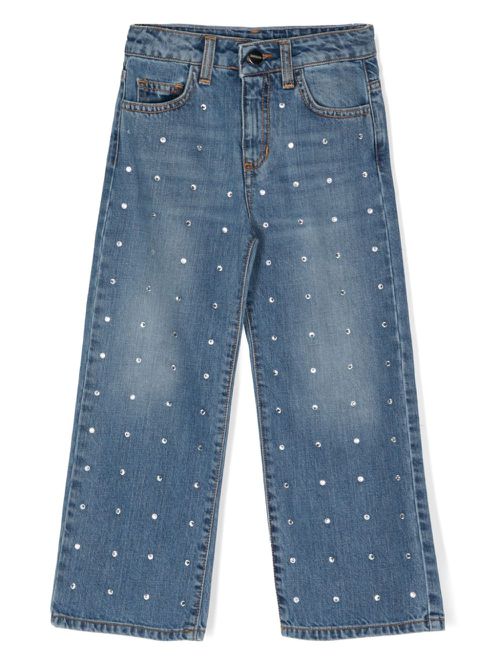 Rhinestone-embellished wide-leg jeans - Blue