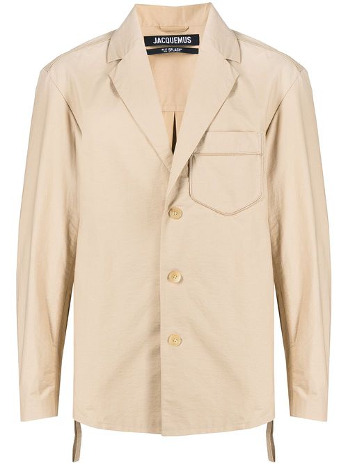 Single-breasted cotton blazer - Brown