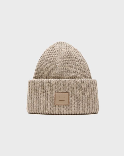 Acne Studios Beanie Large Face Logo Greige ONESIZE