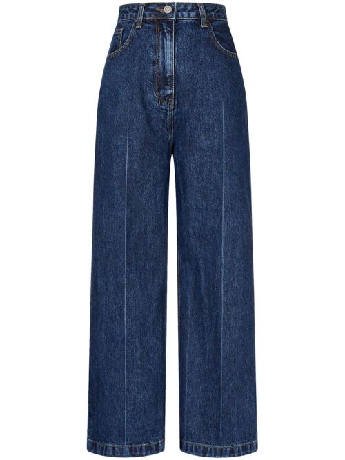Pressed-crease washed jeans - Blue