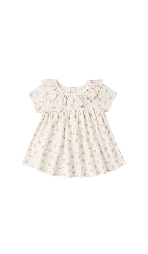 QUINCY MAE Ruffle Collar Jersey Dress in Ivory. - 4- also -24