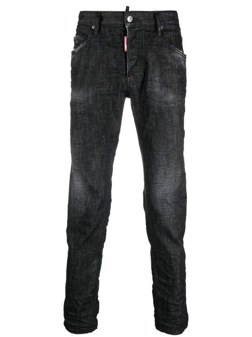 Distressed skinny-cut jeans - Black