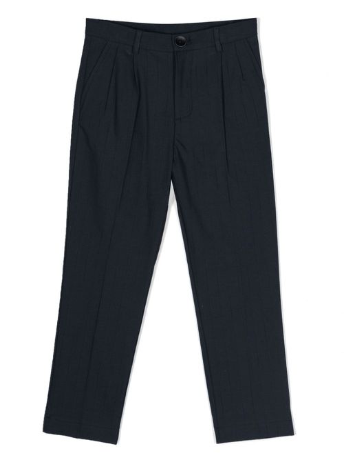 Pinstripe-pattern cotton trousers - Blue