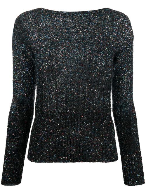 Sequin-embellished knitted jumper - Blue