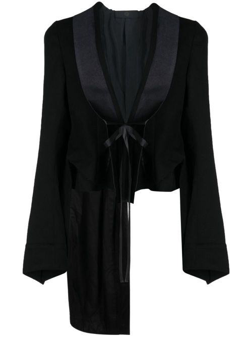 Asymmetric tie-fastening jacket - Black