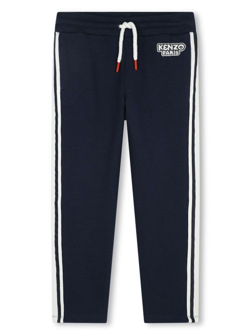 Logo-patch checked trousers - Blue