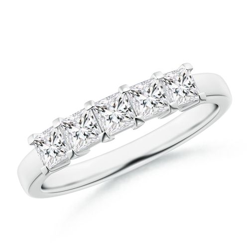 Angara 0.8 Carat Classic Five Stone Princess Diamond Wedding Ring for Her in 18K White Gold