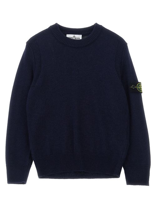 Logo-Badge Wool Blend Sweater — Navy