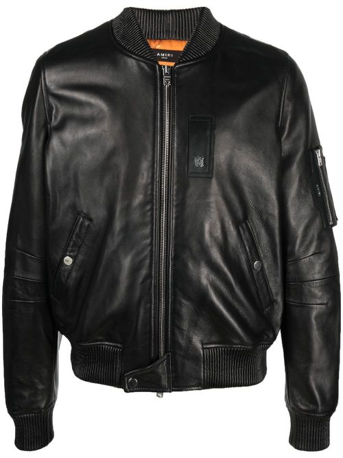 Leather bomber jacket - Black