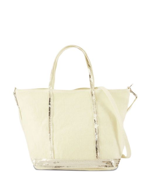 Small Cabas sequin-trimmed tote bag - Neutrals