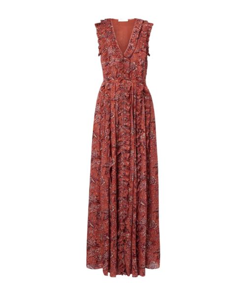 Aida ruffled silk-blend chiffon maxi dress