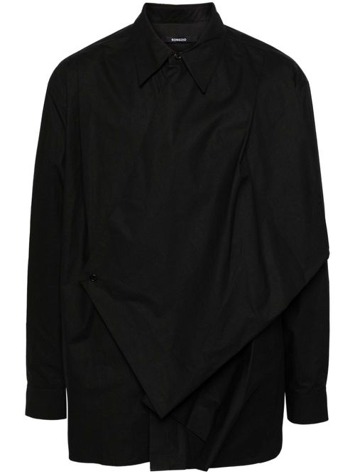 Draped-detail cotton shirt - Black