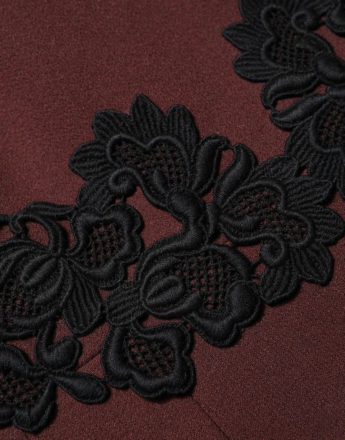 Lace-Embellished Virgin Wool Dress — Maroon