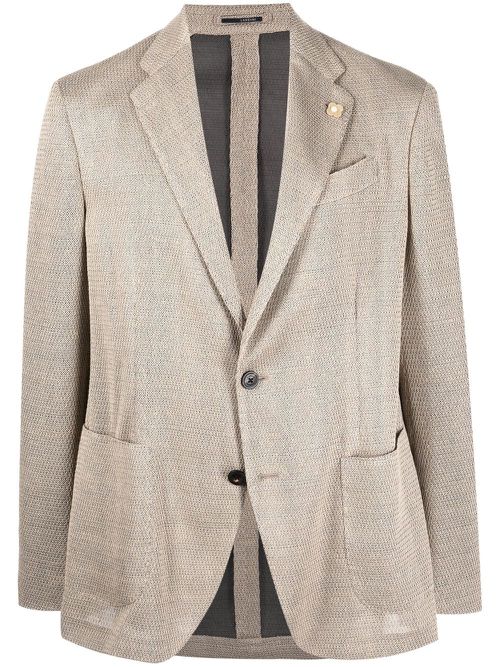 Buttoned-up single-breasted blazer - Neutrals