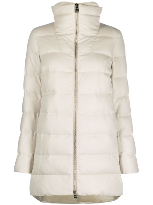 Padded zip-fastening coat - Neutrals