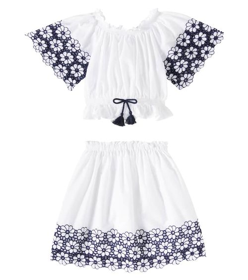 Floral cotton top and skirt set
