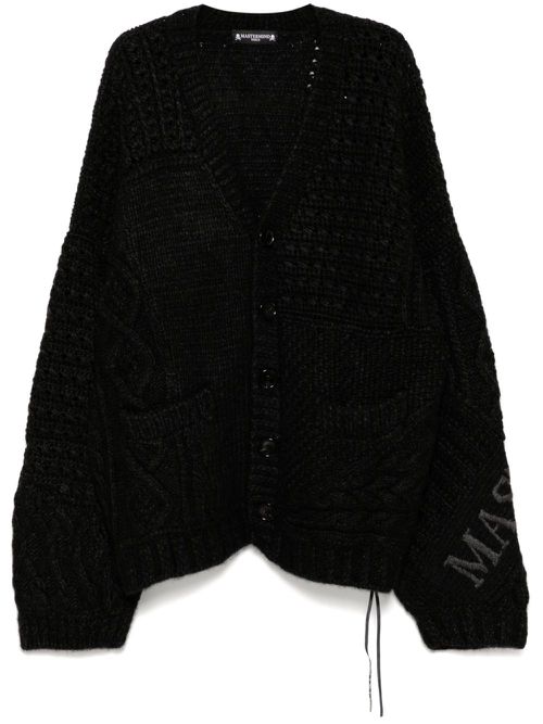 Logo cable cardigan - Black