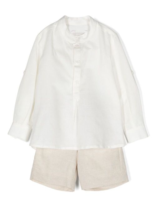Linen blend short set - Neutrals