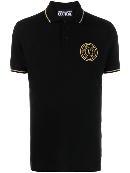 Logo-embroidered cotton polo shirt - Black