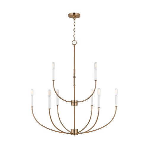 Satin Brass Nine Light Chandelier from the Greenwich Collection