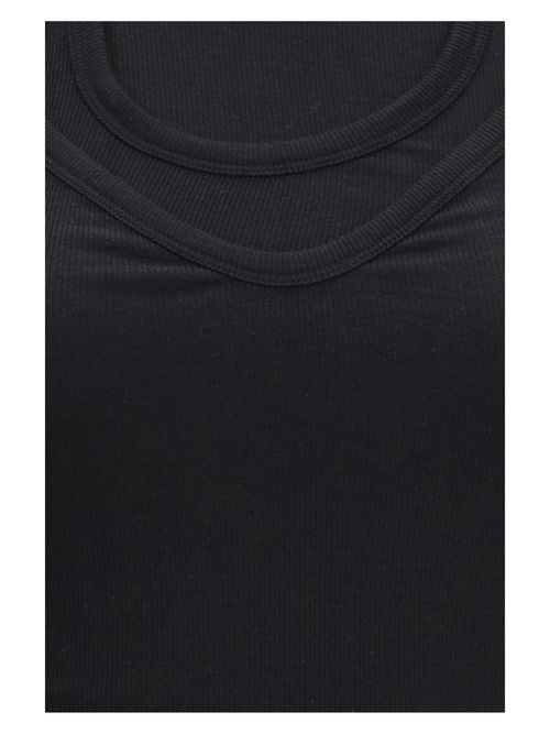 Multi-Layer Ribbed Tank Top — Black