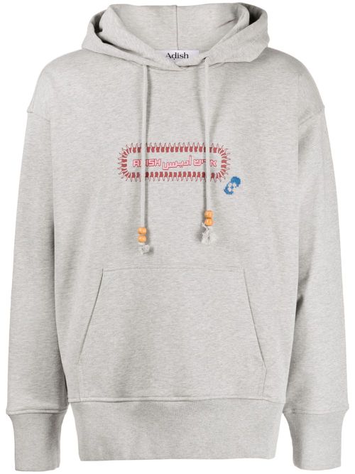 Alkhws logo-print cotton hoodie - Grey