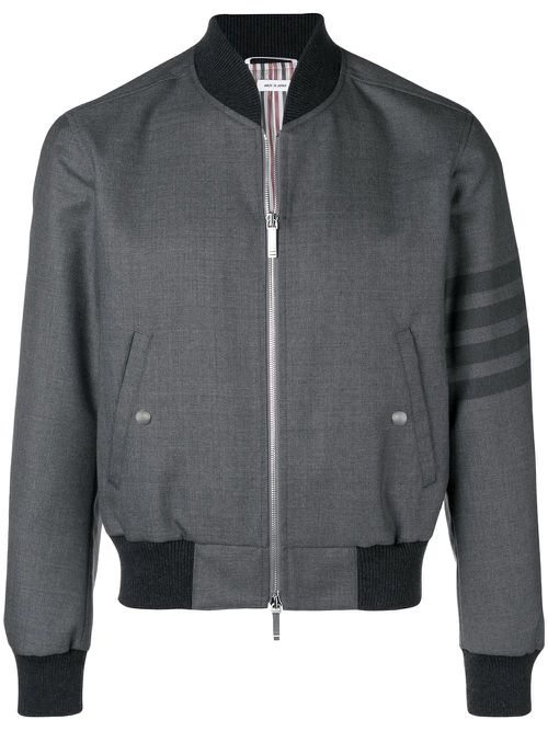 4-Bar Ribbed Knit Blouson Jacket - Grey