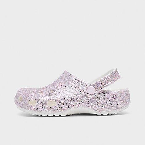 Girls' Big Kids Glitter Classic Clog Shoes in White/Multi Glitter