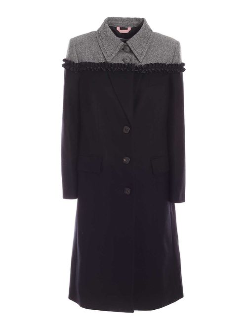 Herringbone detailed coat in black