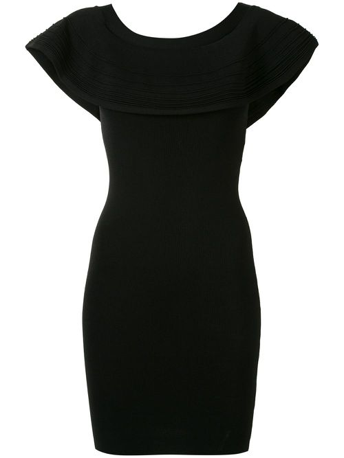 Ruffled off-shoulder mini dress - Black