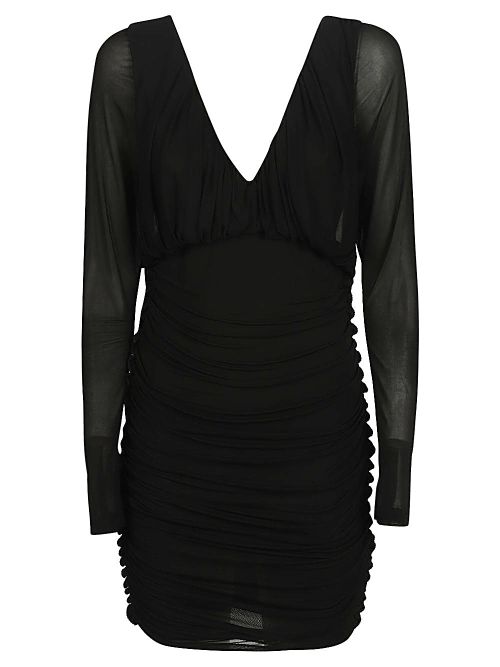 Ruched Jersey Dress — Black